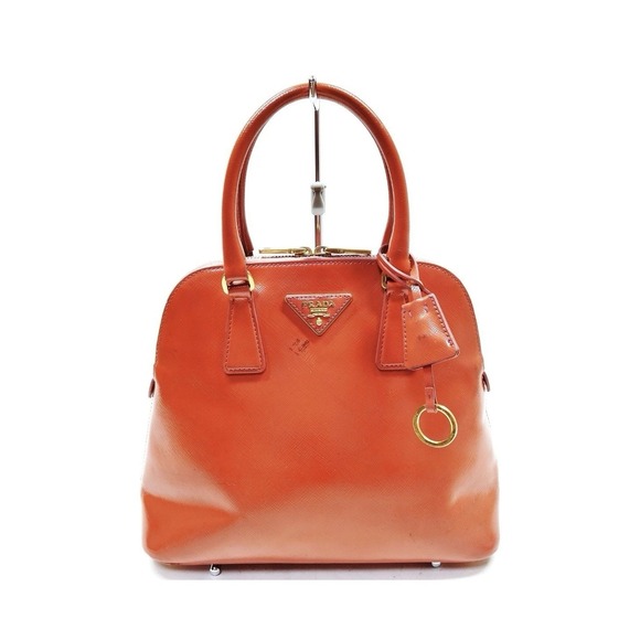 Prada Handbags - Prada Saffiano Vernice Promenade Patent Leather Orange Hand Bag Purse Top Handle